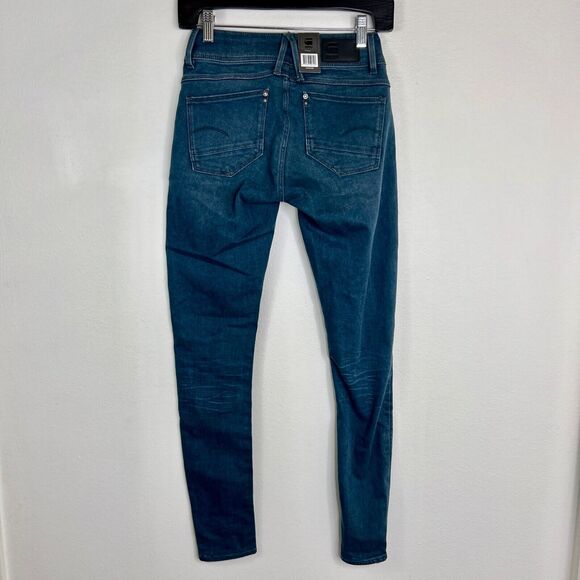 G-Star Raw Womens Lynn Mid Skinny Jeans W25 L30 Dark Blue Dk Aged Wash - Picture 6 of 9